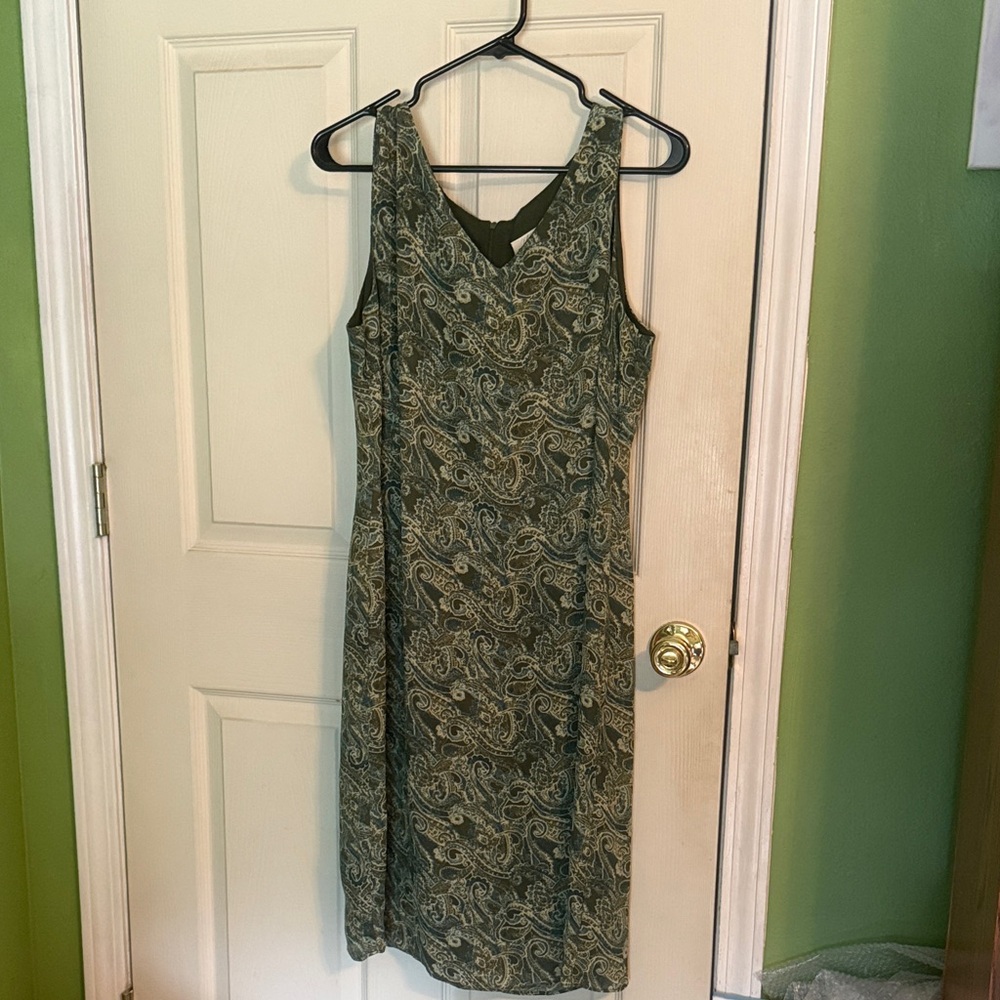 Kathie Lee Collection Green Paisley Midi Dress